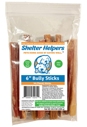 Thick 6 Inch Bully Sticks - 14 COUNT (Subscribe and Save!) - Shelter Helpers