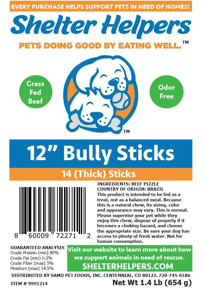 
            
                Load image into Gallery viewer, Thick 12 Inch Bully Sticks - 14 STICKS - Shelter Helpers
            
        
