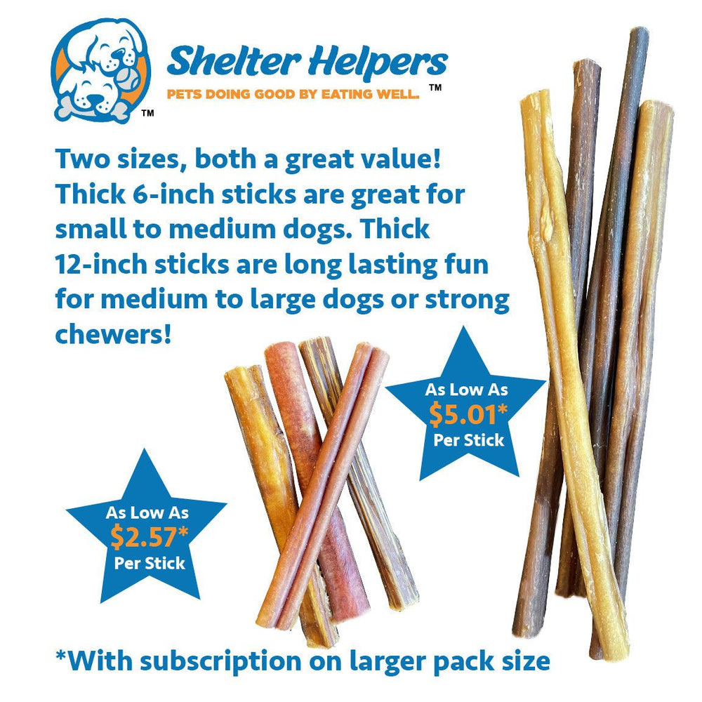 Thick 12 Inch Bully Sticks - 14 STICKS - Shelter Helpers