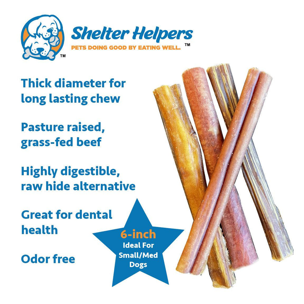 Thick 6 Inch Bully Sticks - 14 STICKS - Shelter Helpers