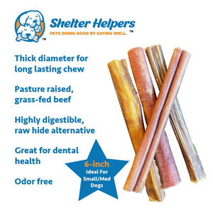 Thick 6 Inch Bully Sticks - 28 STICKS - Shelter Helpers