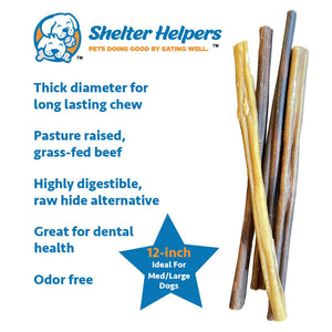 Thick 12 Inch Bully Sticks - 7 STICKS - Shelter Helpers